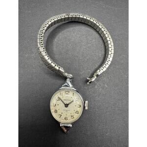 Vintage Waltham Incabloc 17 Jewels Silver Tone Stretch Bracelet Watch 16.4mm